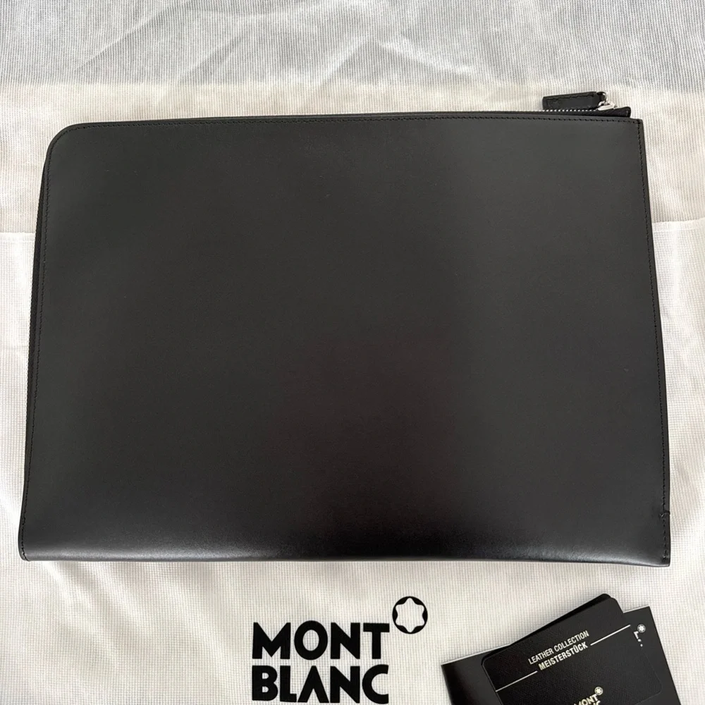 Montblanc Meisterstuck Black Leather Portfolio/Document Case, Zipper, MB114519